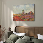 Monet Tulip Fields Windmill Landscape Canvas Print