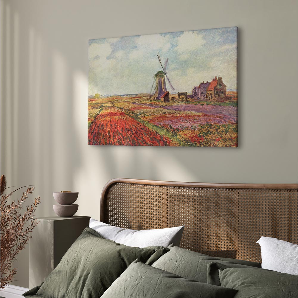 Monet Tulip Fields Windmill Landscape Canvas Print