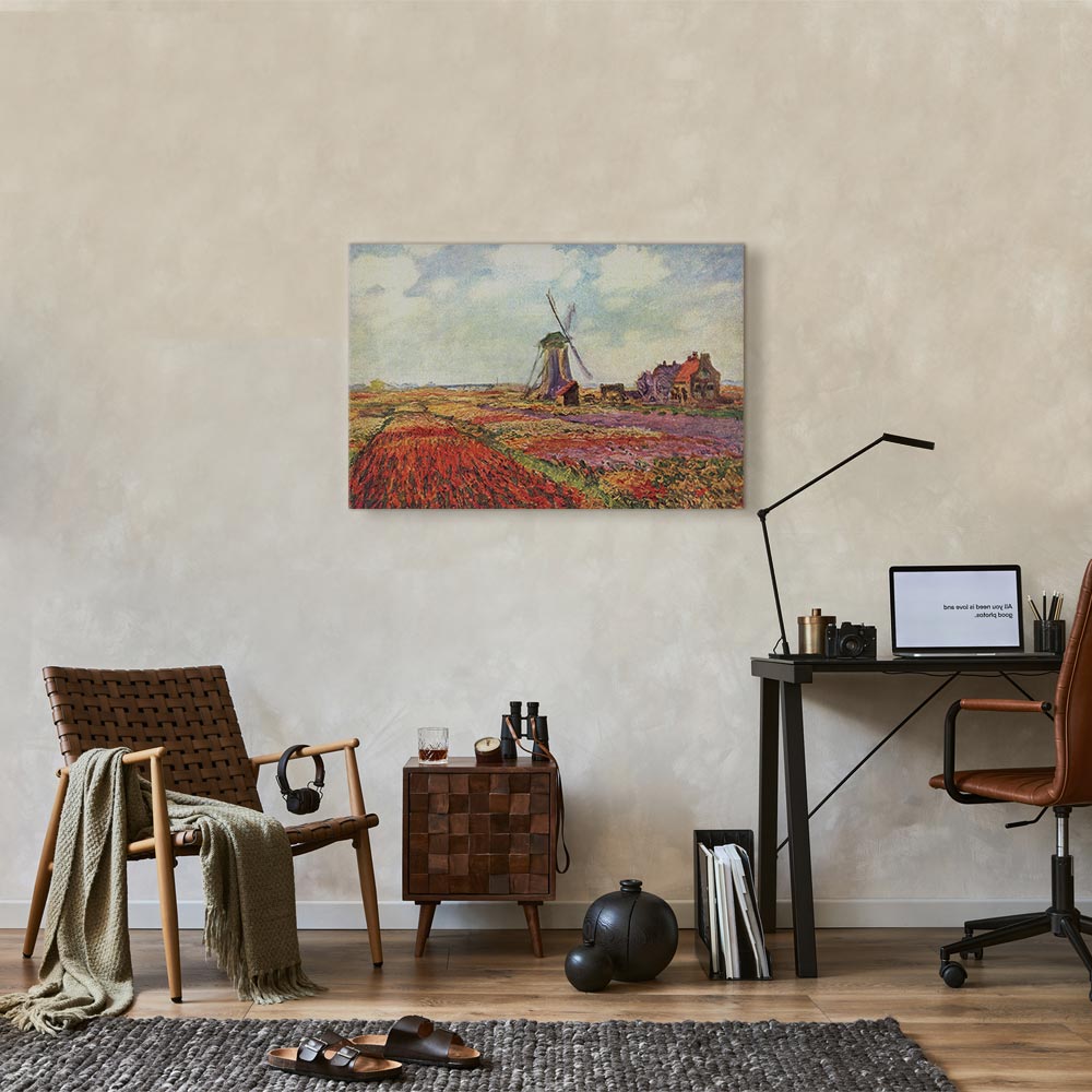 Monet Tulip Fields Windmill Landscape Canvas Print