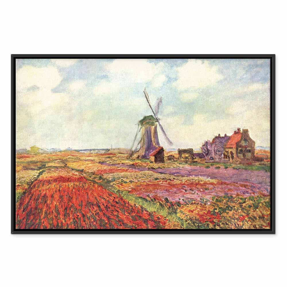 Monet Tulip Fields Windmill Landscape Canvas Print