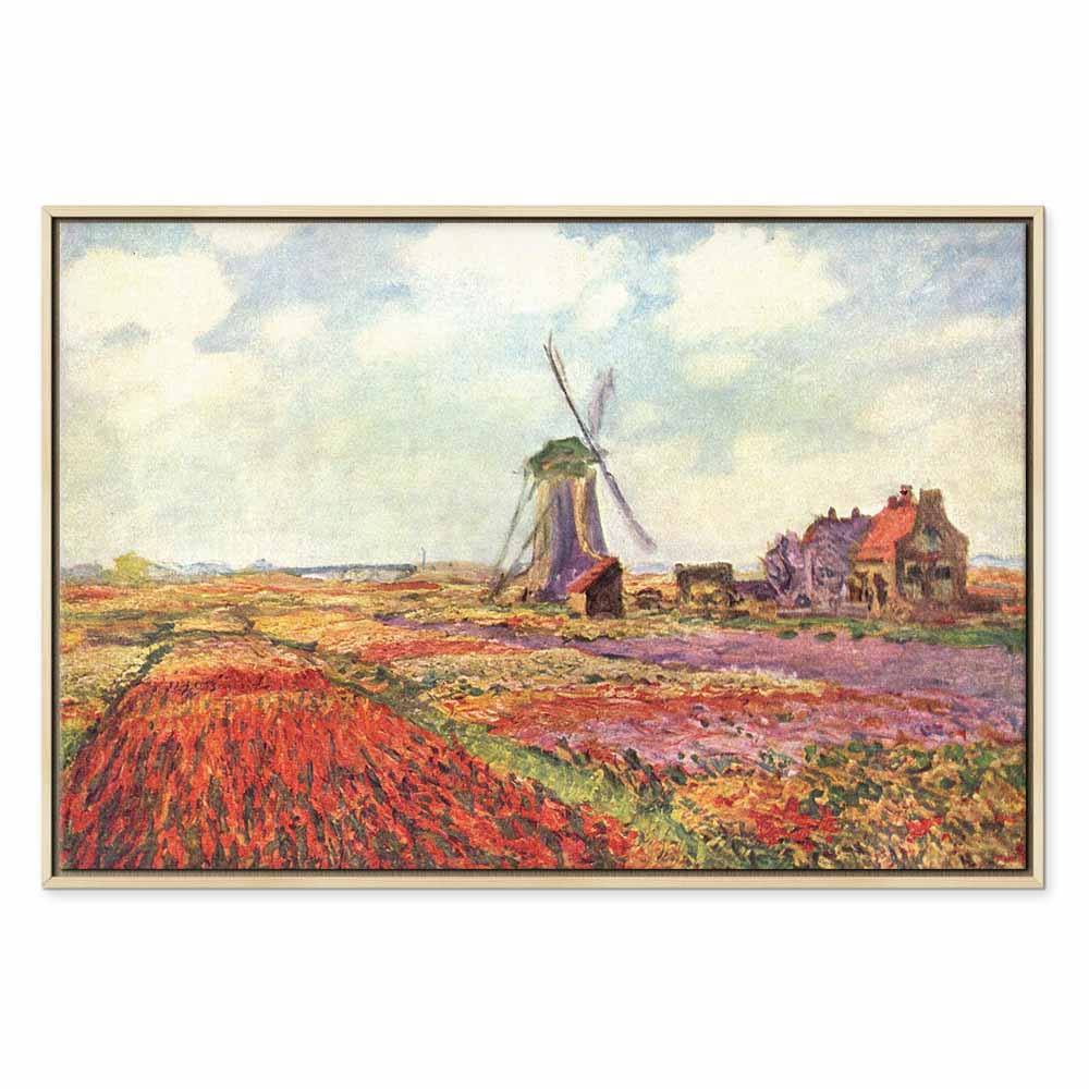 Monet Tulip Fields Windmill Landscape Canvas Print