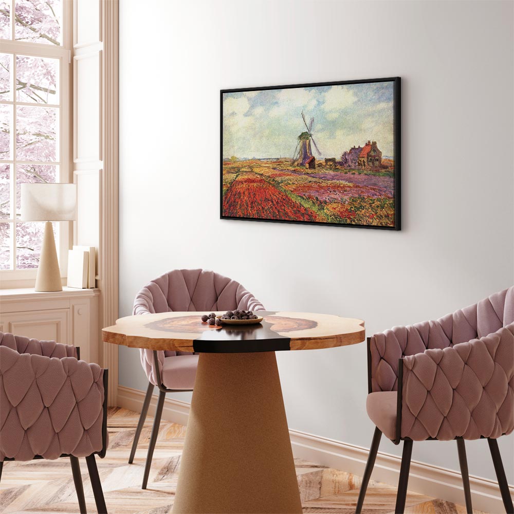 Monet Tulip Fields Windmill Landscape Canvas Print