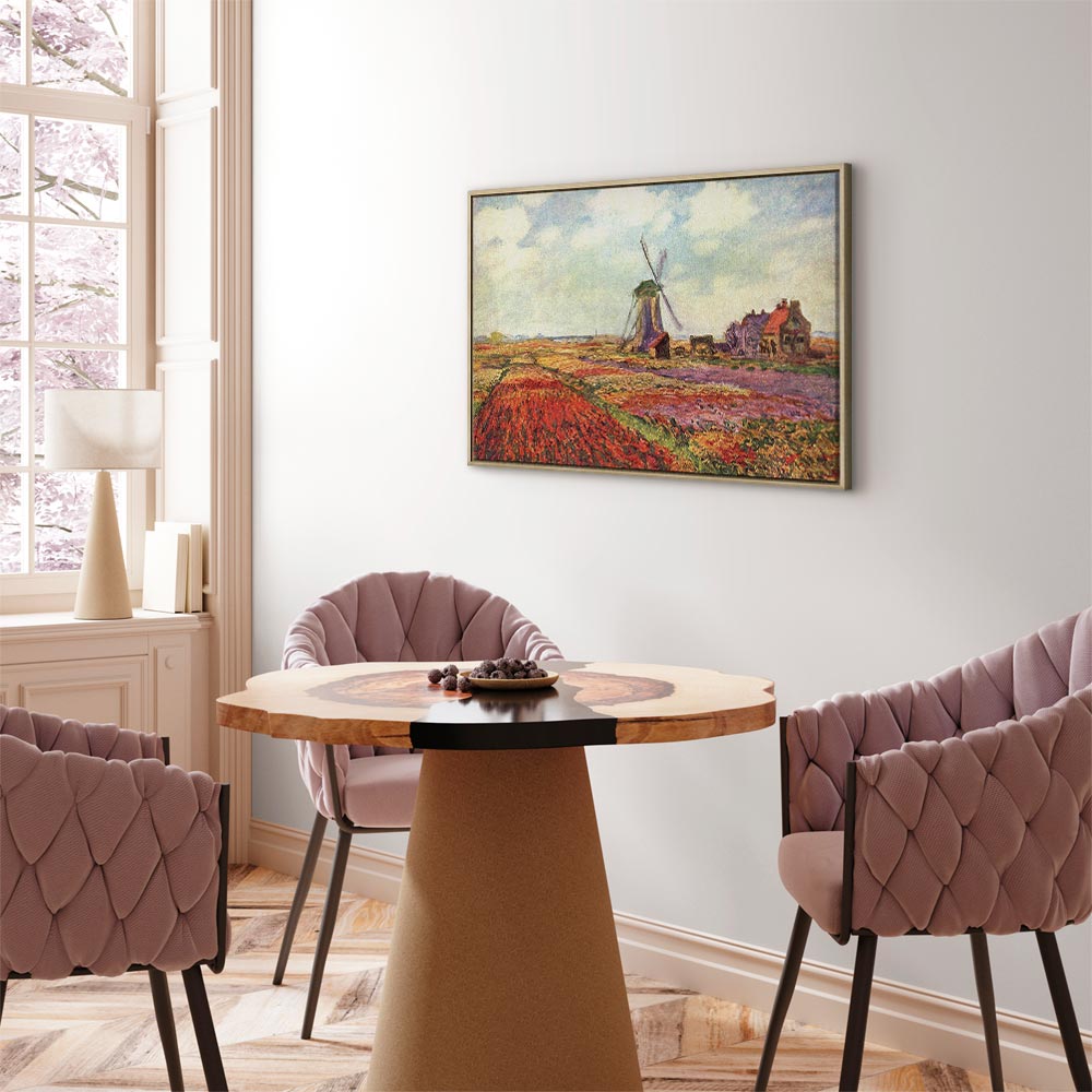 Monet Tulip Fields Windmill Landscape Canvas Print