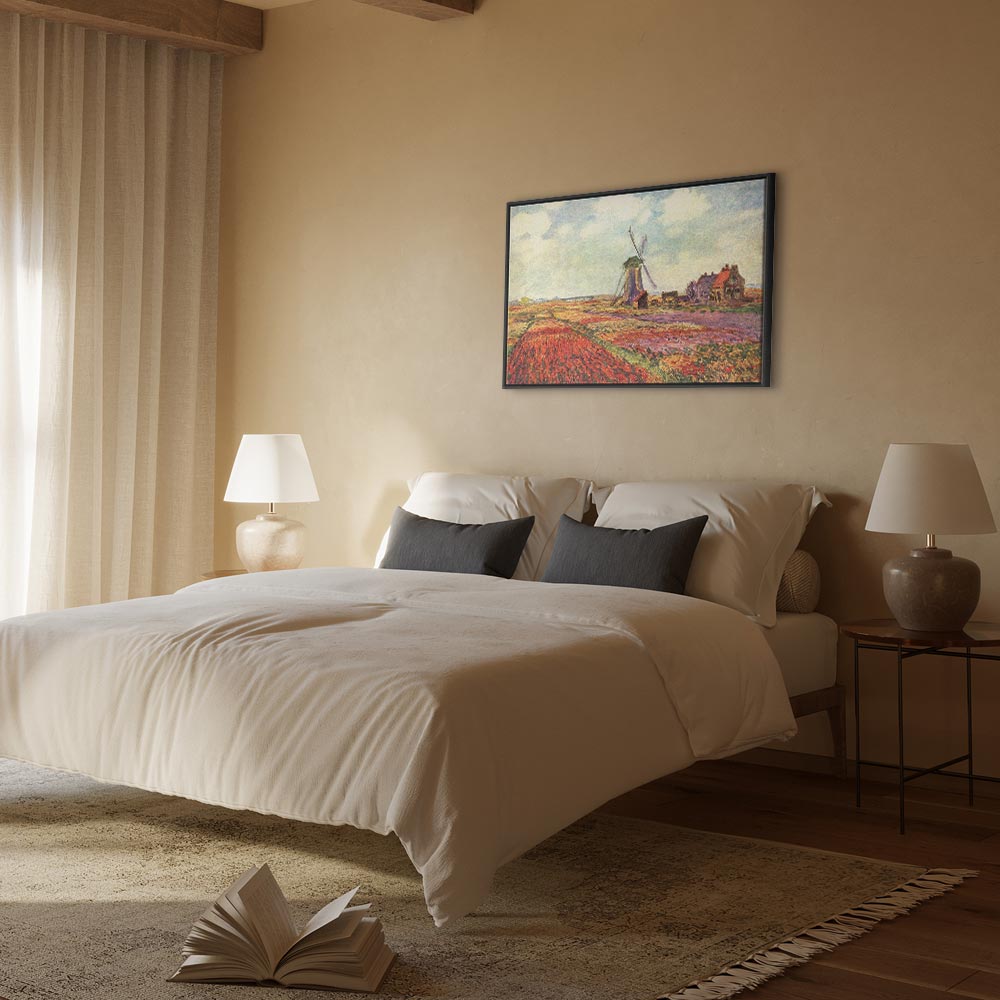 Monet Tulip Fields Windmill Landscape Canvas Print