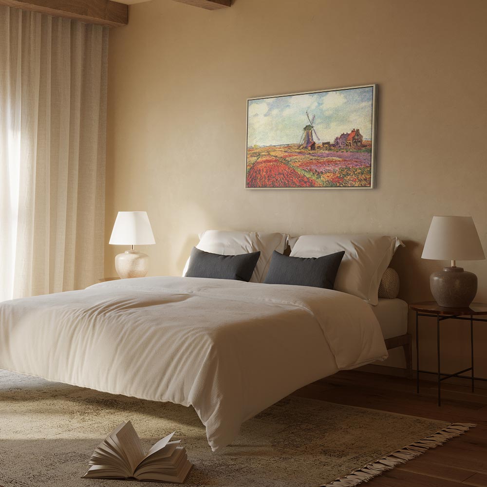 Monet Tulip Fields Windmill Landscape Canvas Print