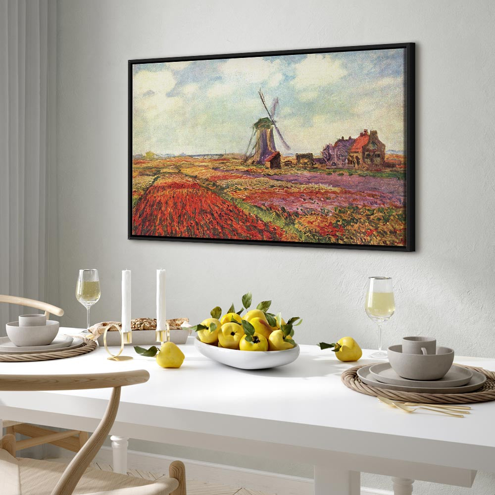 Monet Tulip Fields Windmill Landscape Canvas Print