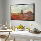 Monet Tulip Fields Windmill Landscape Canvas Print