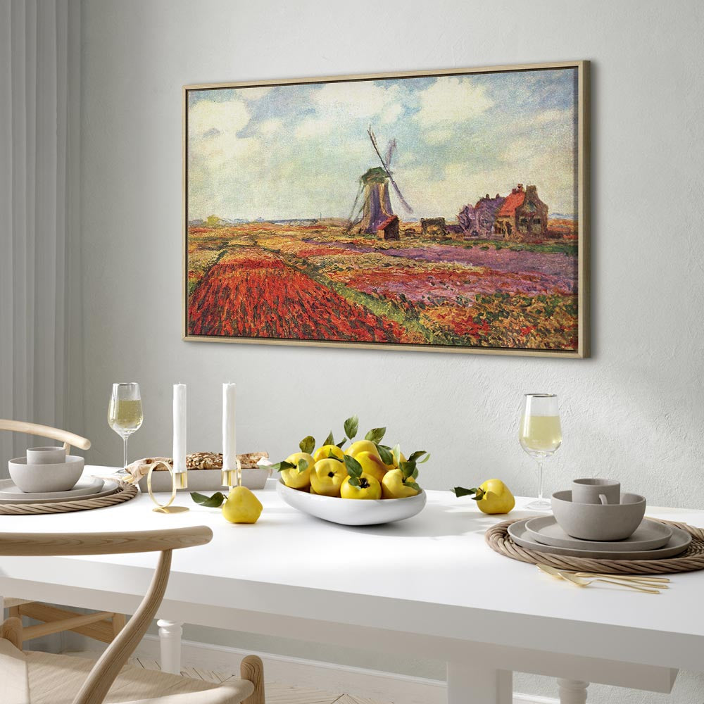 Monet Tulip Fields Windmill Landscape Canvas Print