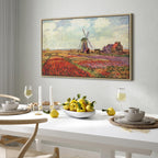 Monet Tulip Fields Windmill Landscape Canvas Print