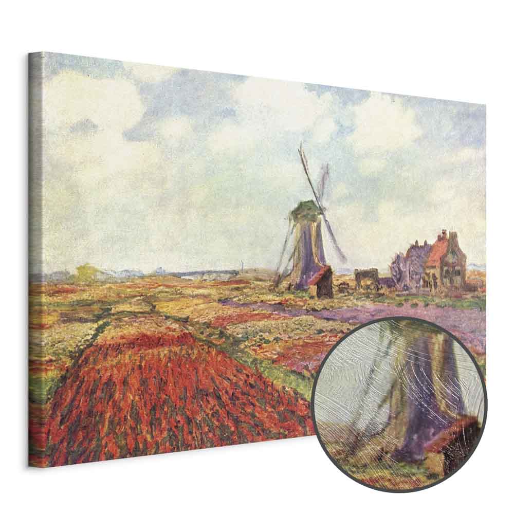 Monet Tulip Fields Windmill Landscape Canvas Print