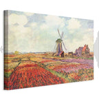 Monet Tulip Fields Windmill Landscape Canvas Print