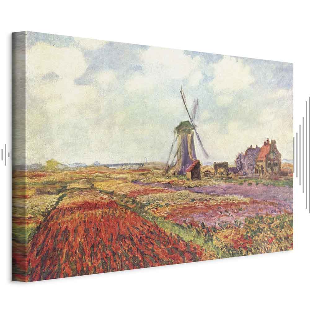 Monet Tulip Fields Windmill Landscape Canvas Print