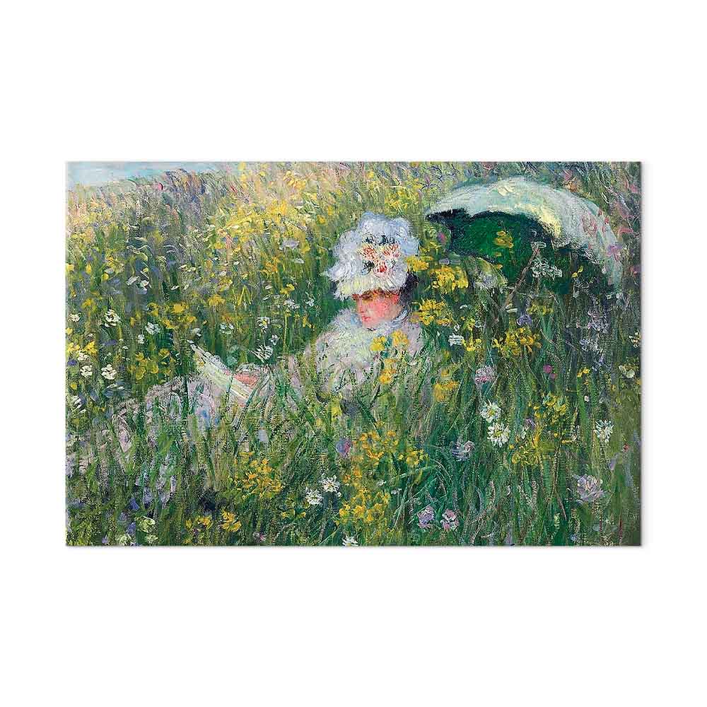 Monet In the Meadow Impressionist Canvas Print