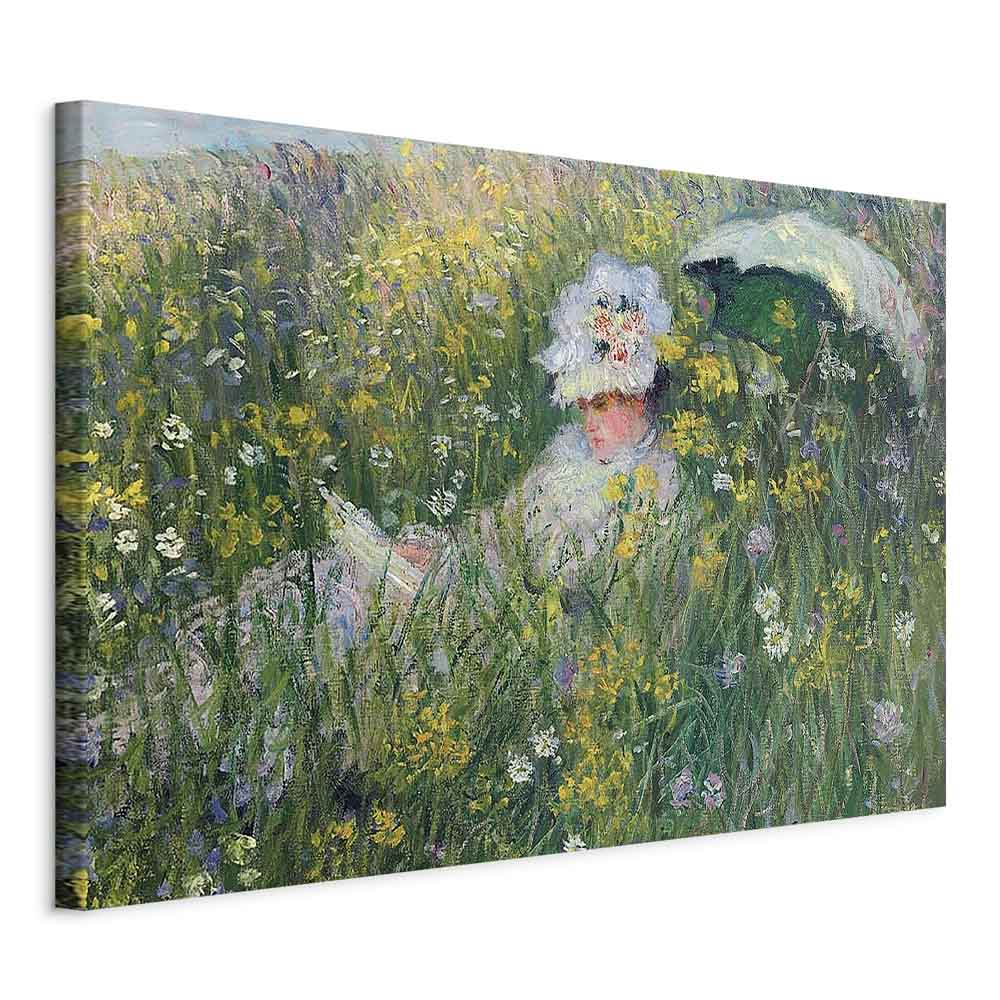 Monet In the Meadow Impressionist Canvas Print