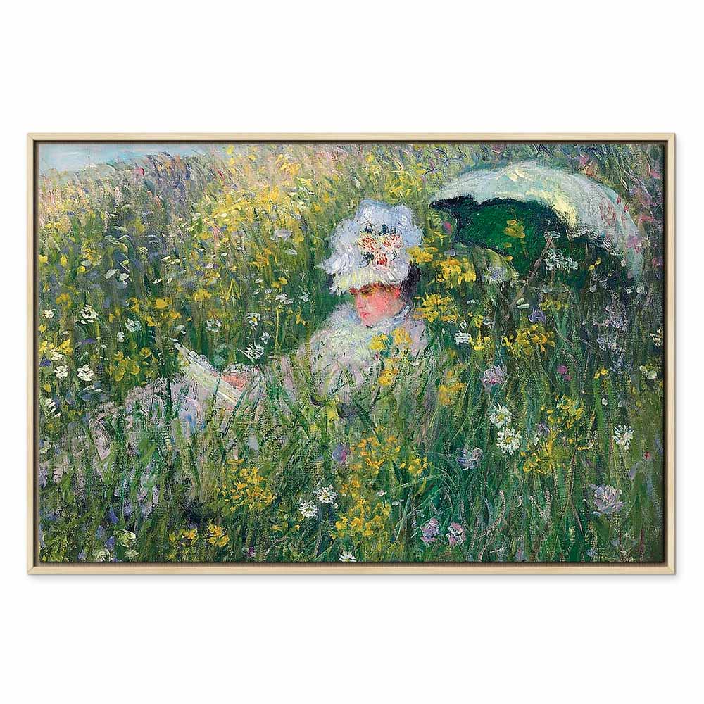 Monet In the Meadow Impressionist Canvas Print