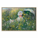 Monet In the Meadow Impressionist Canvas Print
