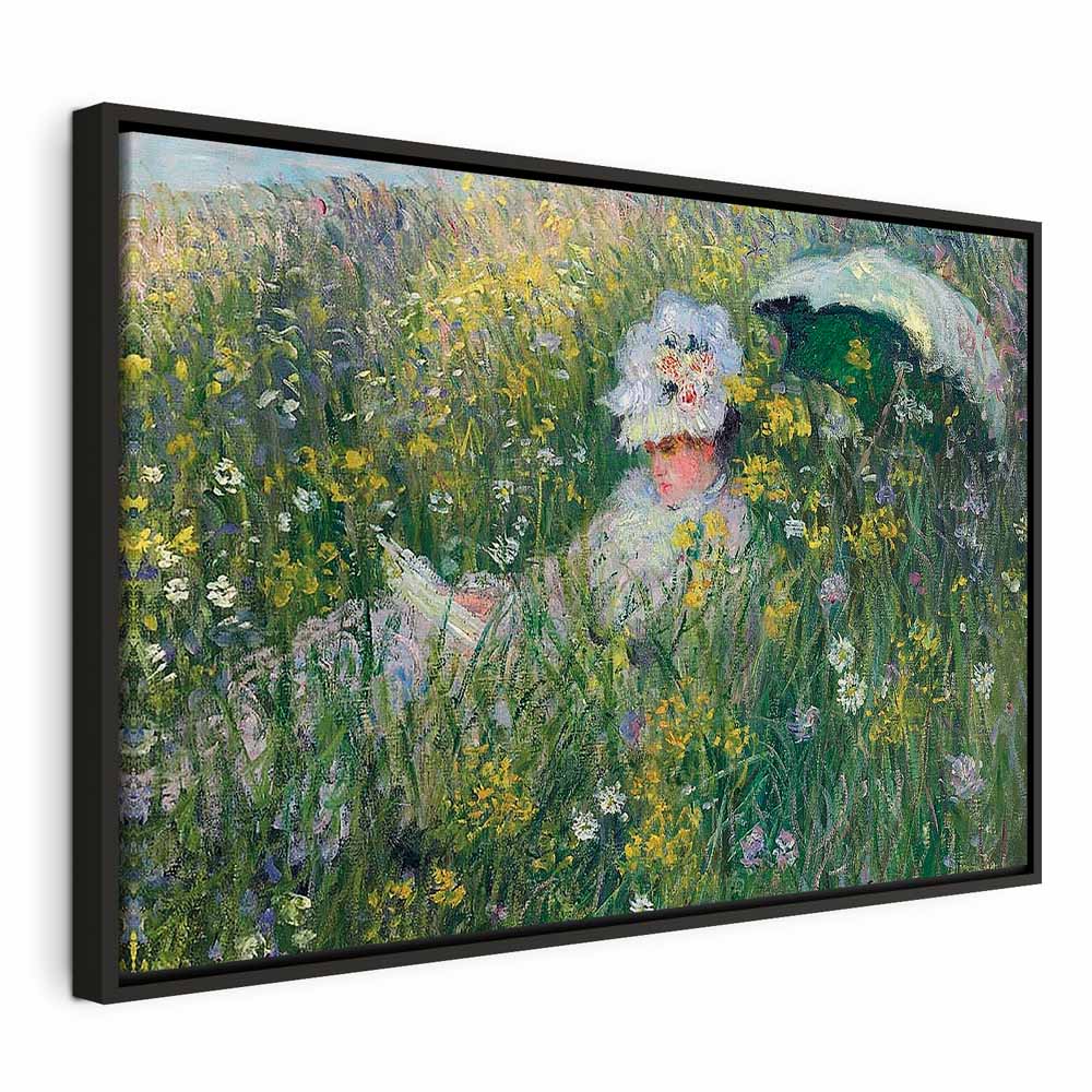 Monet In the Meadow Impressionist Canvas Print