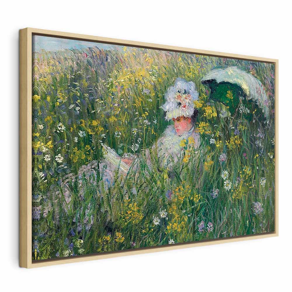 Monet In the Meadow Impressionist Canvas Print