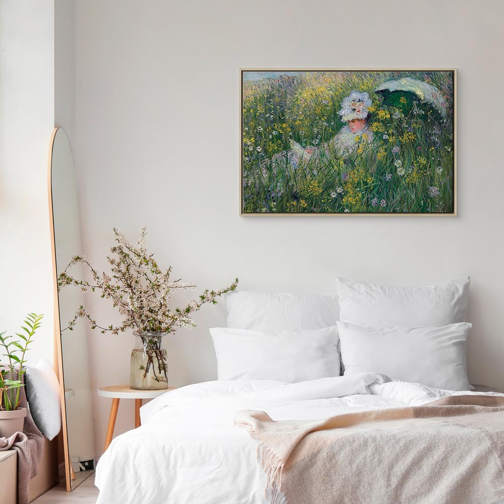 Monet In the Meadow Impressionist Canvas Print