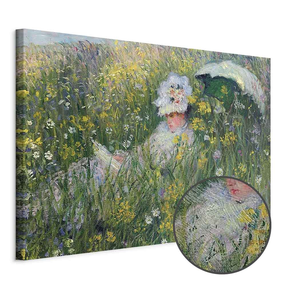 Monet In the Meadow Impressionist Canvas Print