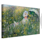 Monet In the Meadow Impressionist Canvas Print