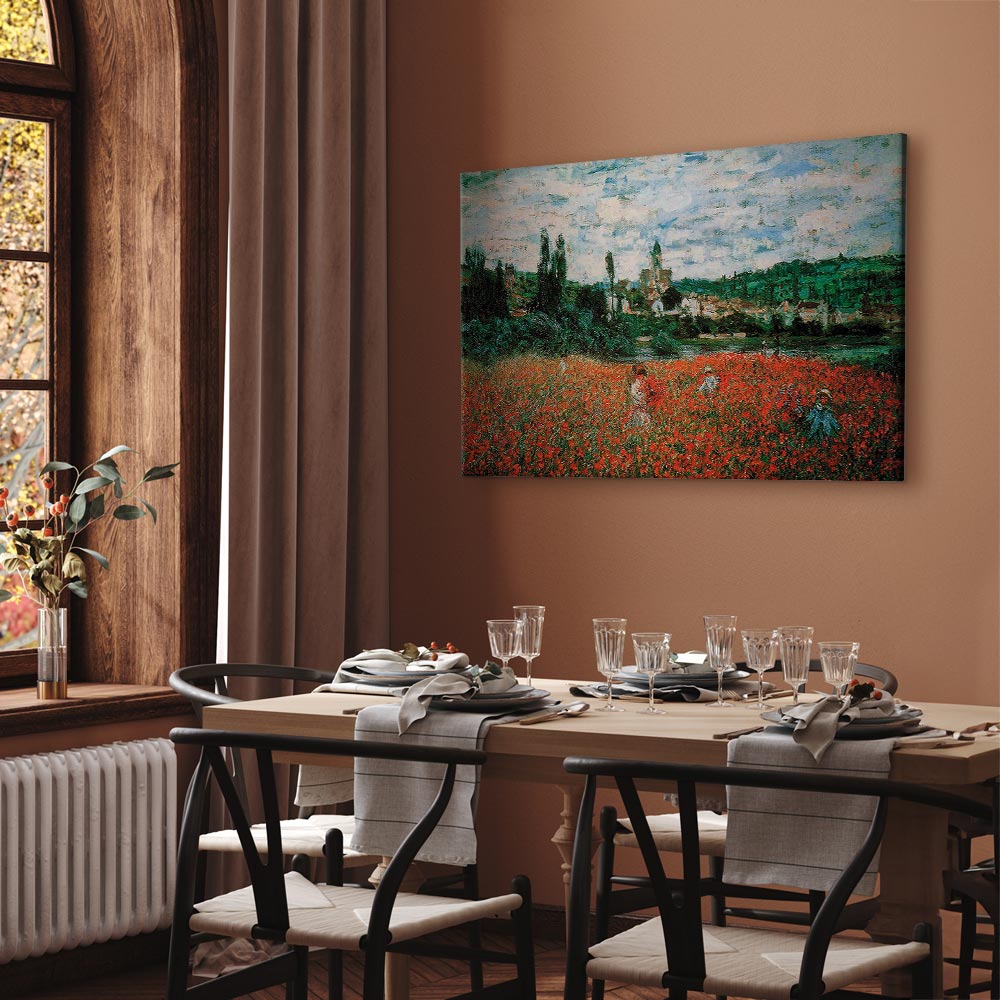 Monet Poppy Field near Vétheuil Impressionist Canvas Print