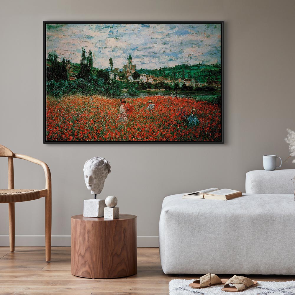 Monet Poppy Field near Vétheuil Impressionist Canvas Print
