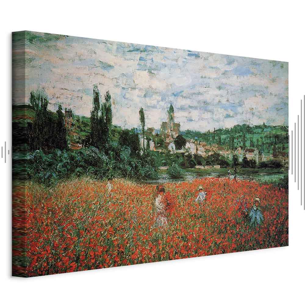 Monet Poppy Field near Vétheuil Impressionist Canvas Print