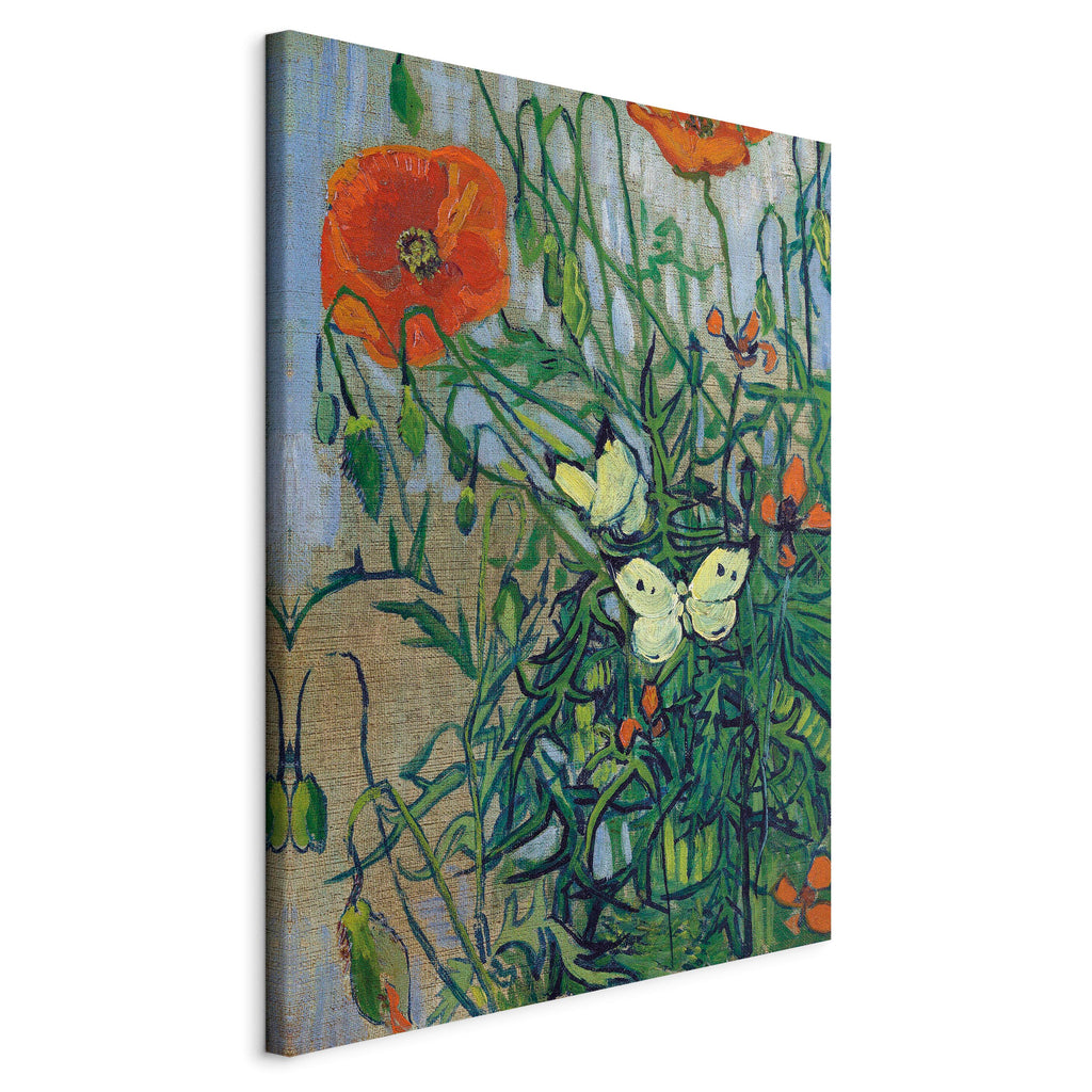 Canvas Print Poppies and Butterflies - Floral Wall Art