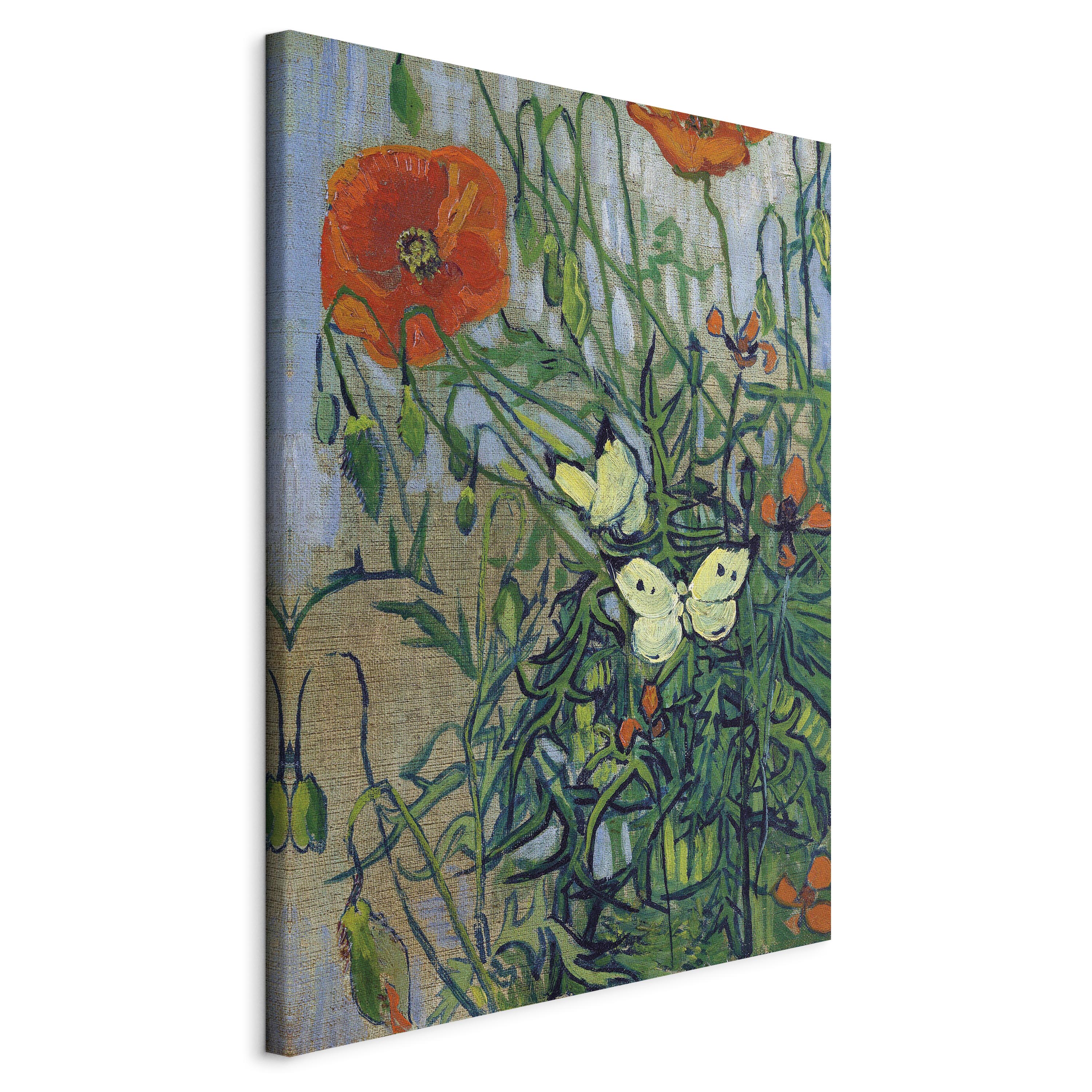 Canvas Print Poppies and Butterflies - Floral Wall Art