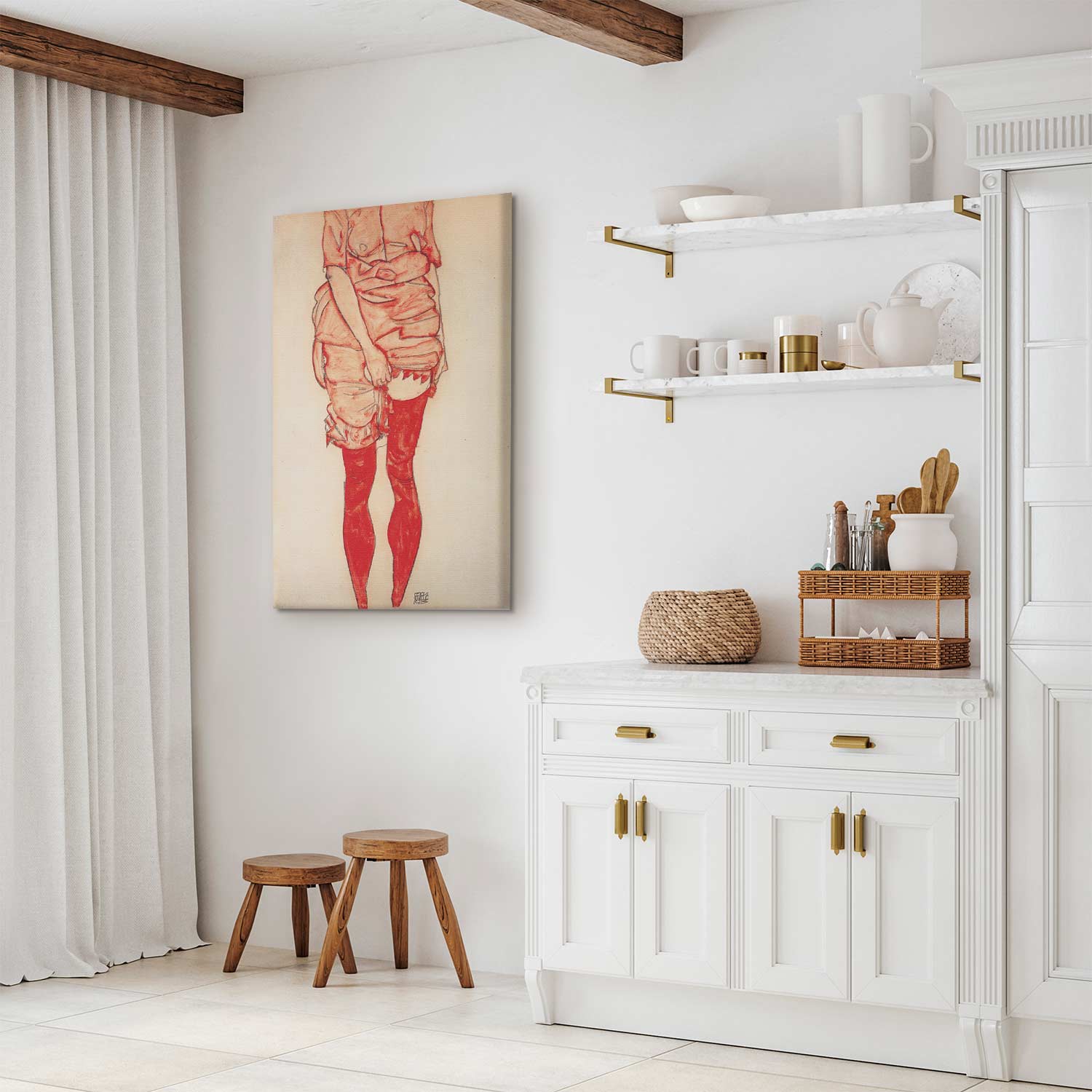 Standing Woman in Red Classic Canvas Print