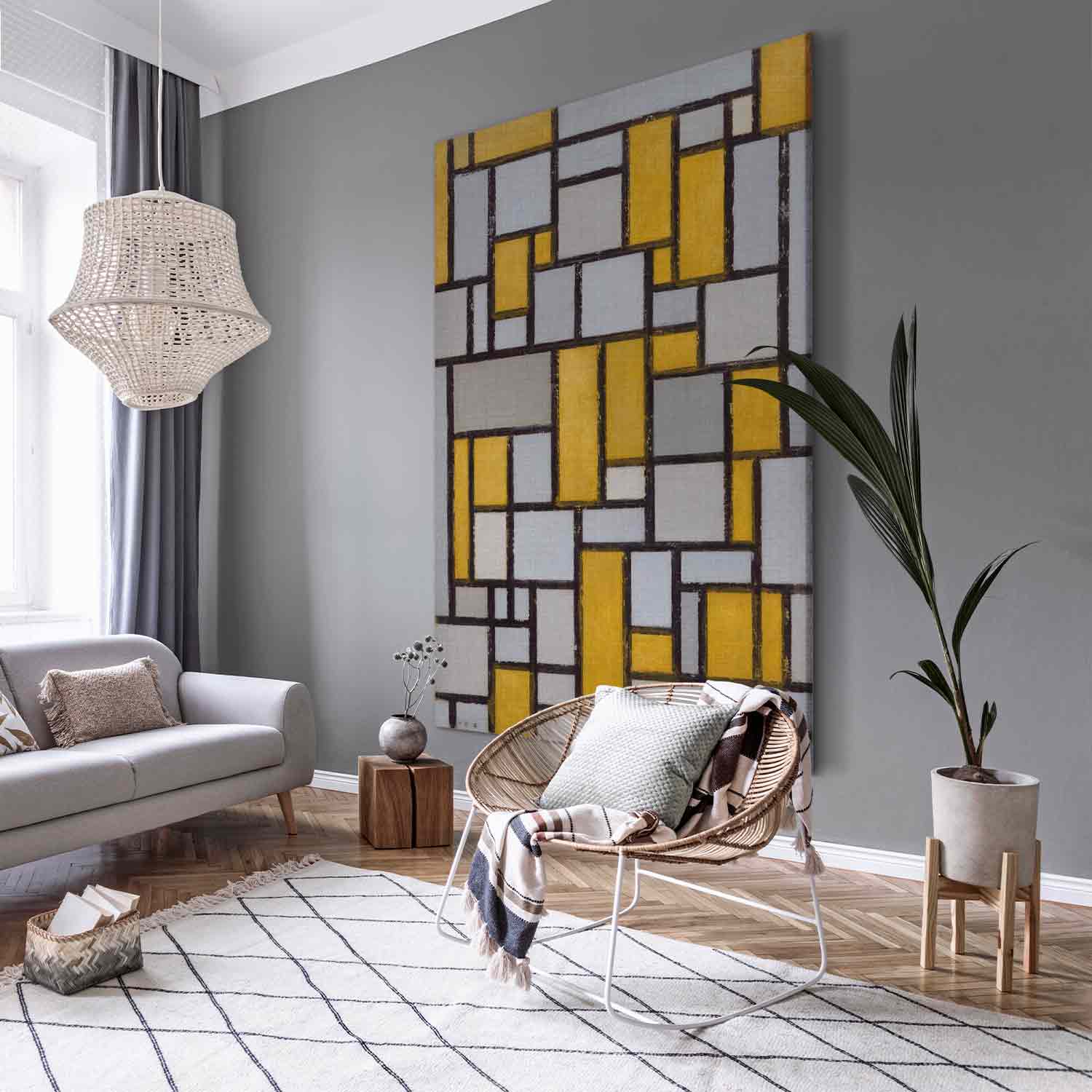 Mondrian Grid Abstract Modern DIY Large Canvas Print