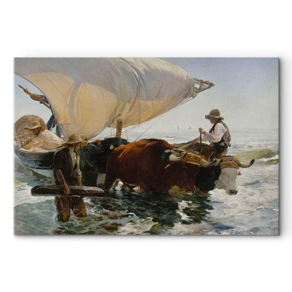 Fishing Boats Seascape Classic Canvas Print