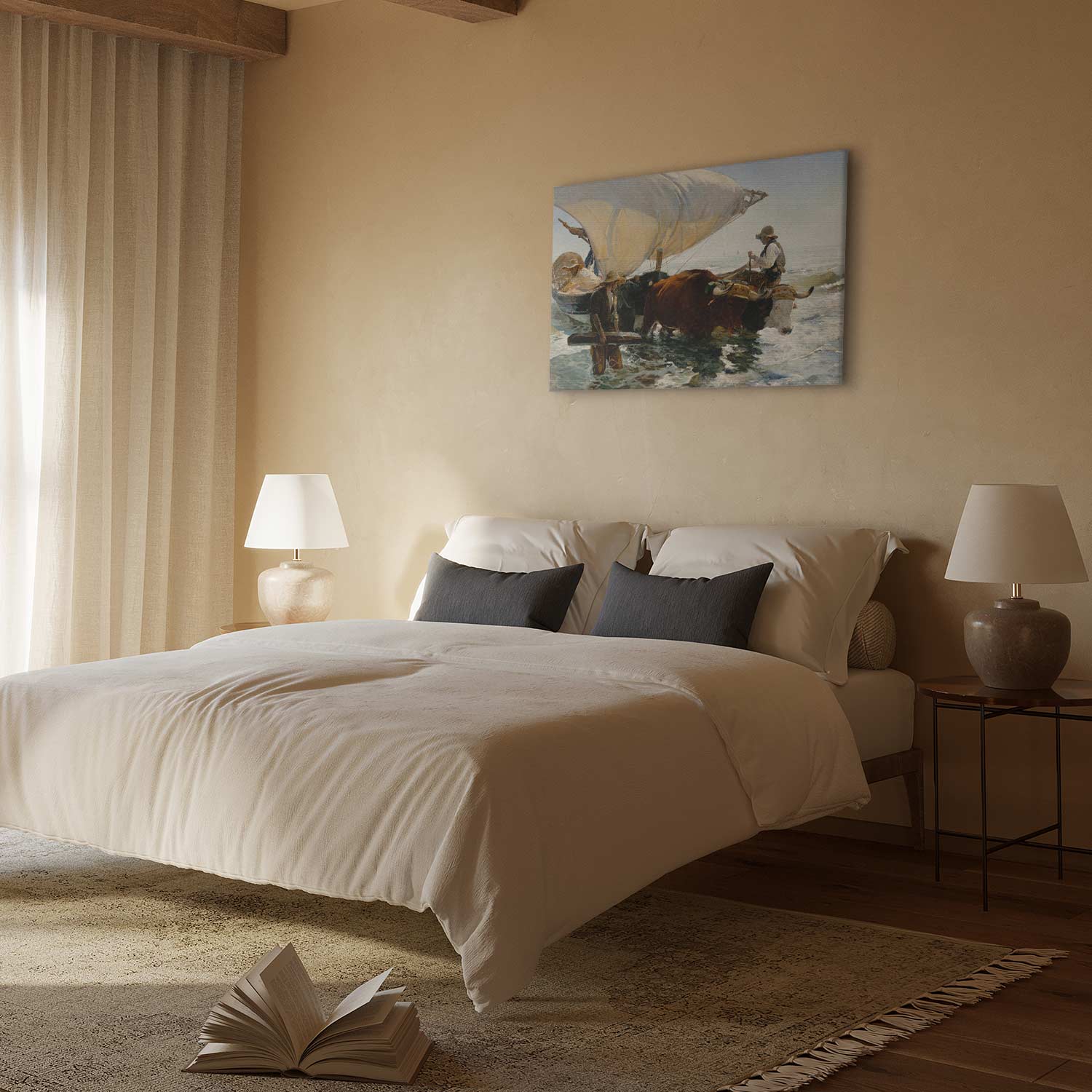 Fishing Boats Seascape Classic Canvas Print