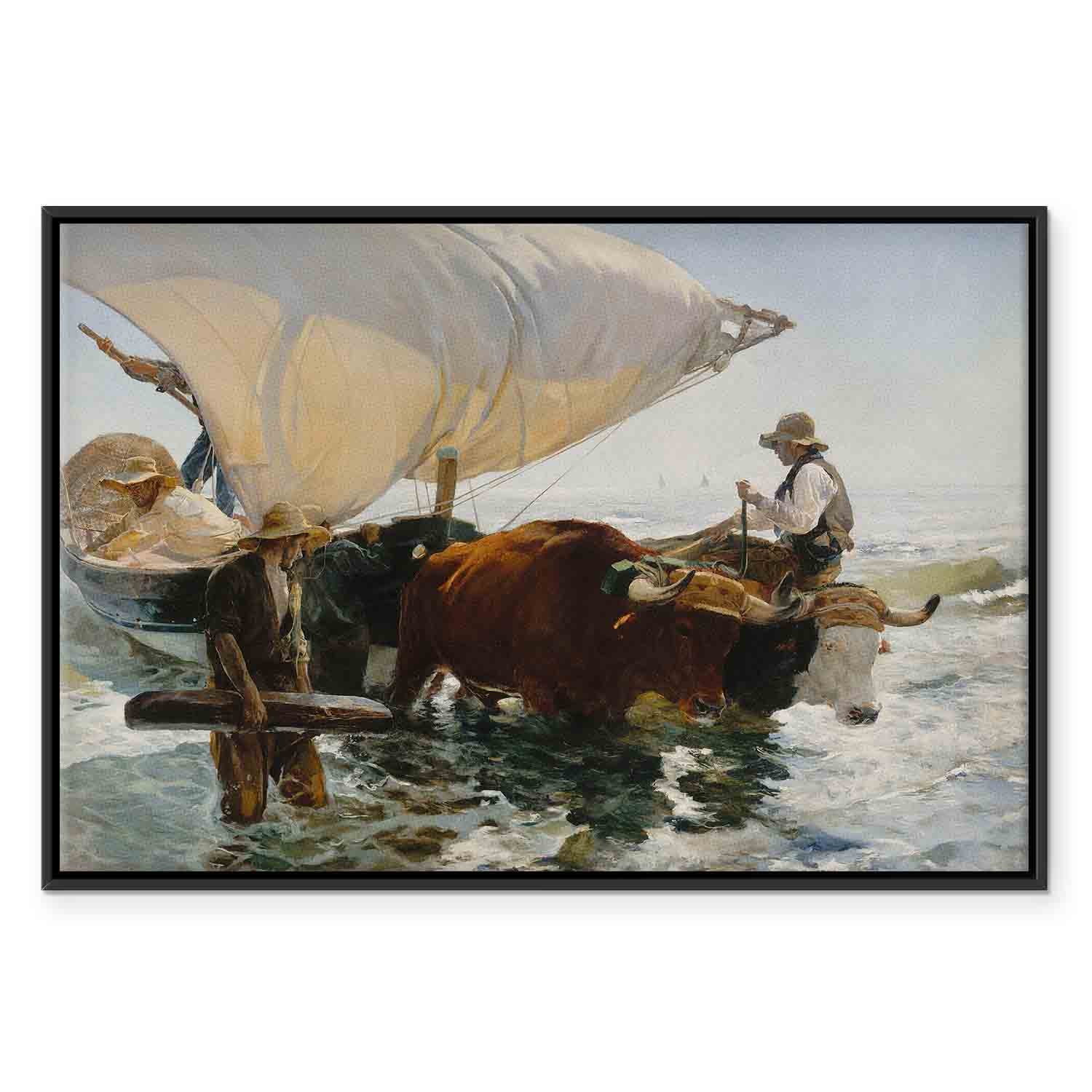 Fishing Boats Seascape Classic Canvas Print