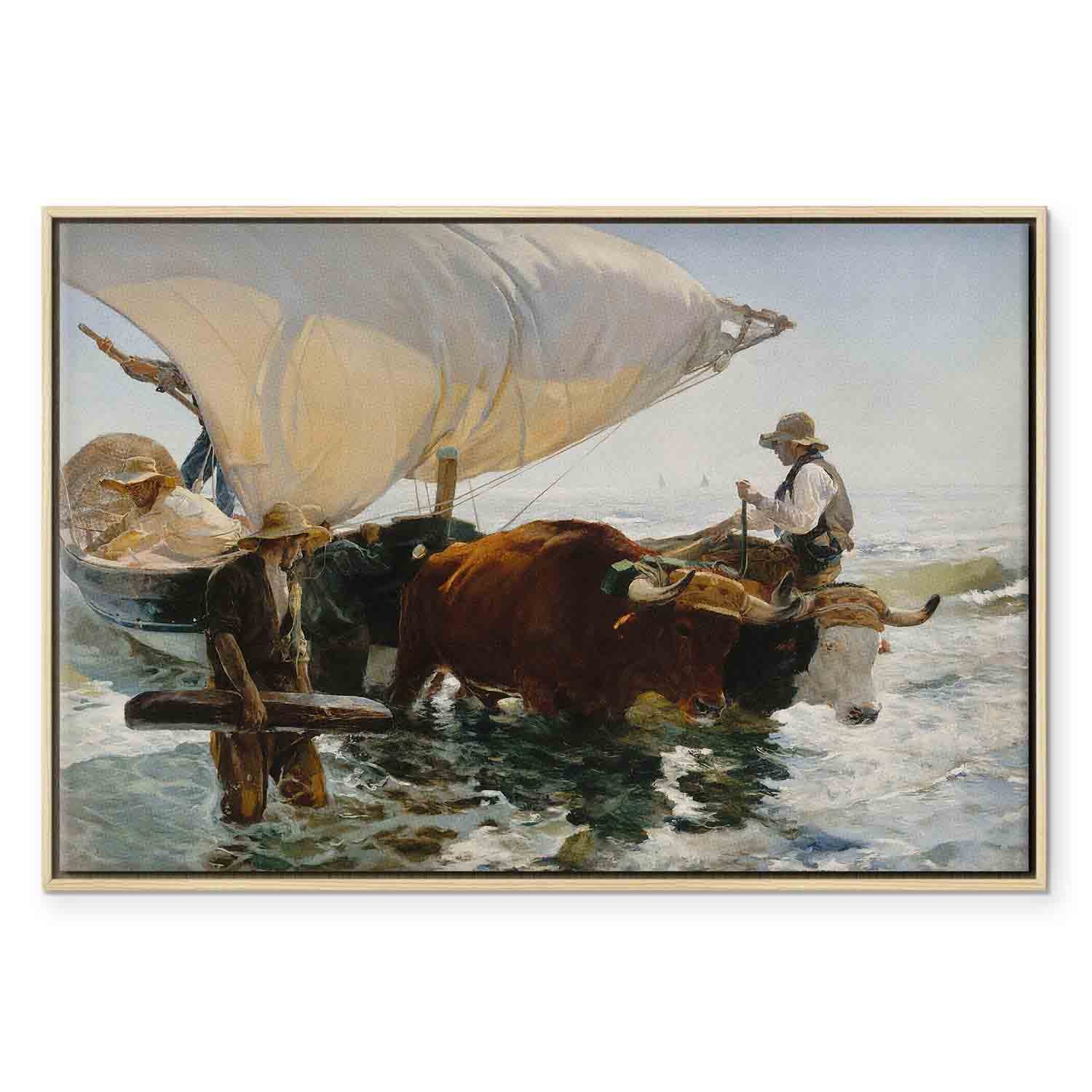 Fishing Boats Seascape Classic Canvas Print