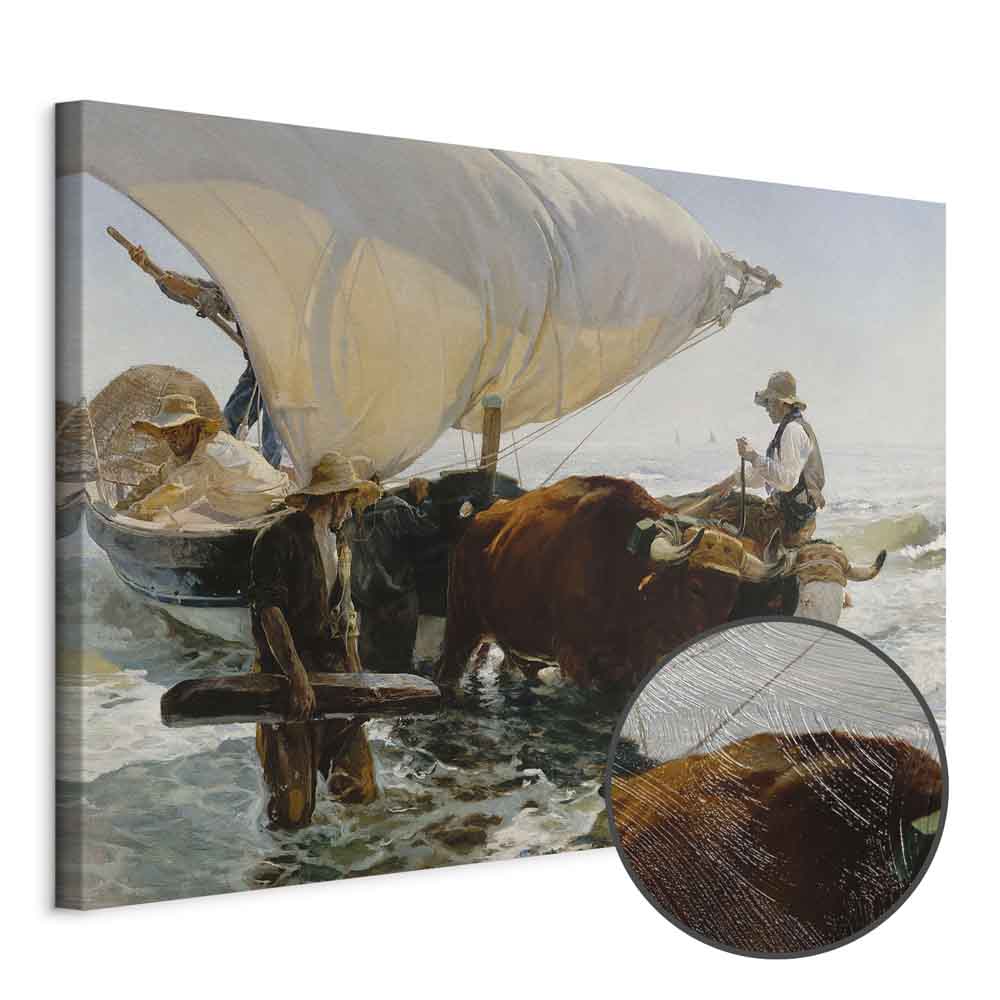 Fishing Boats Seascape Classic Canvas Print