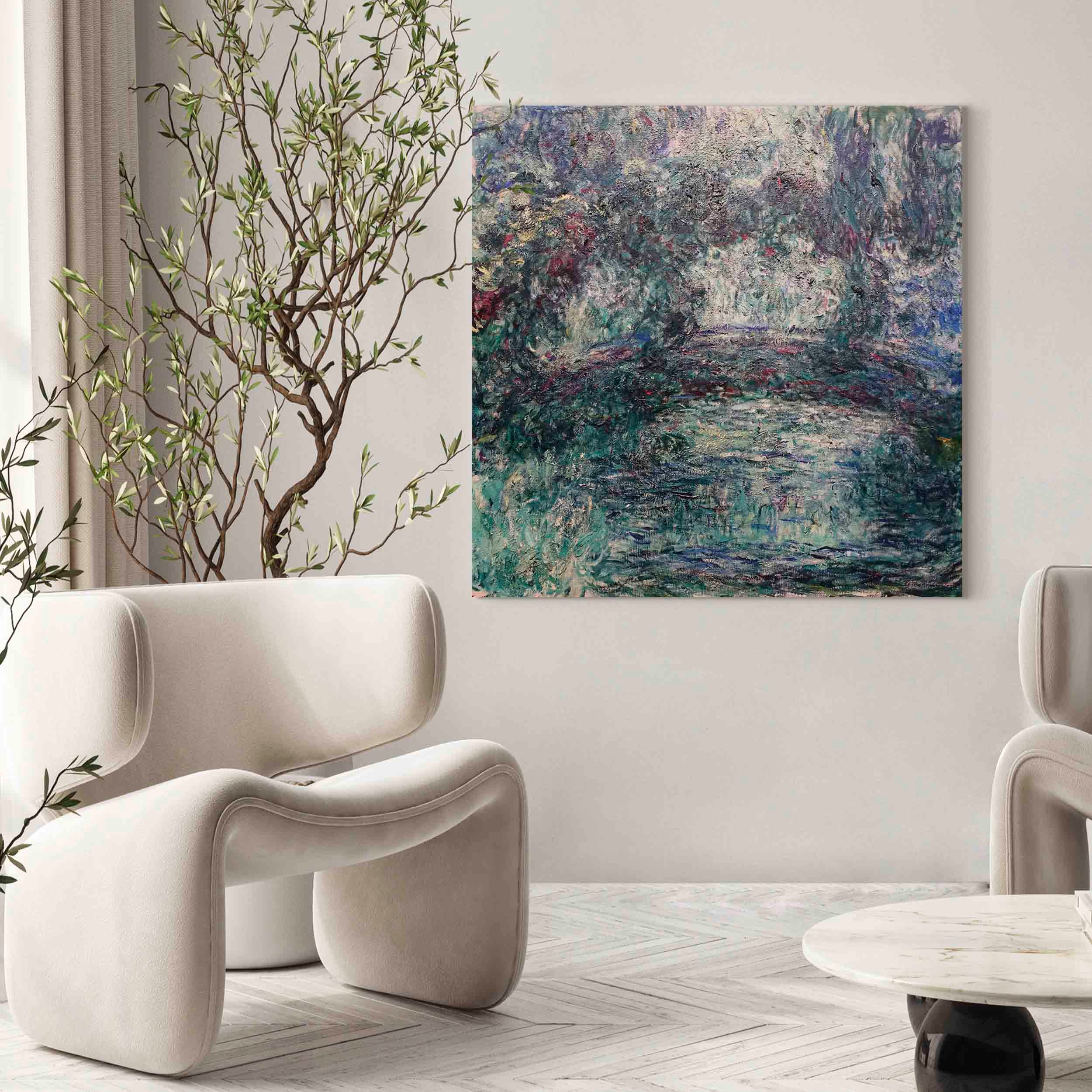 Japanese Bridge Impressionist Landscape Canvas Print