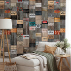 Wooden Inscription Textured Wallpaper
