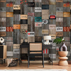Wooden Inscription Textured Wallpaper