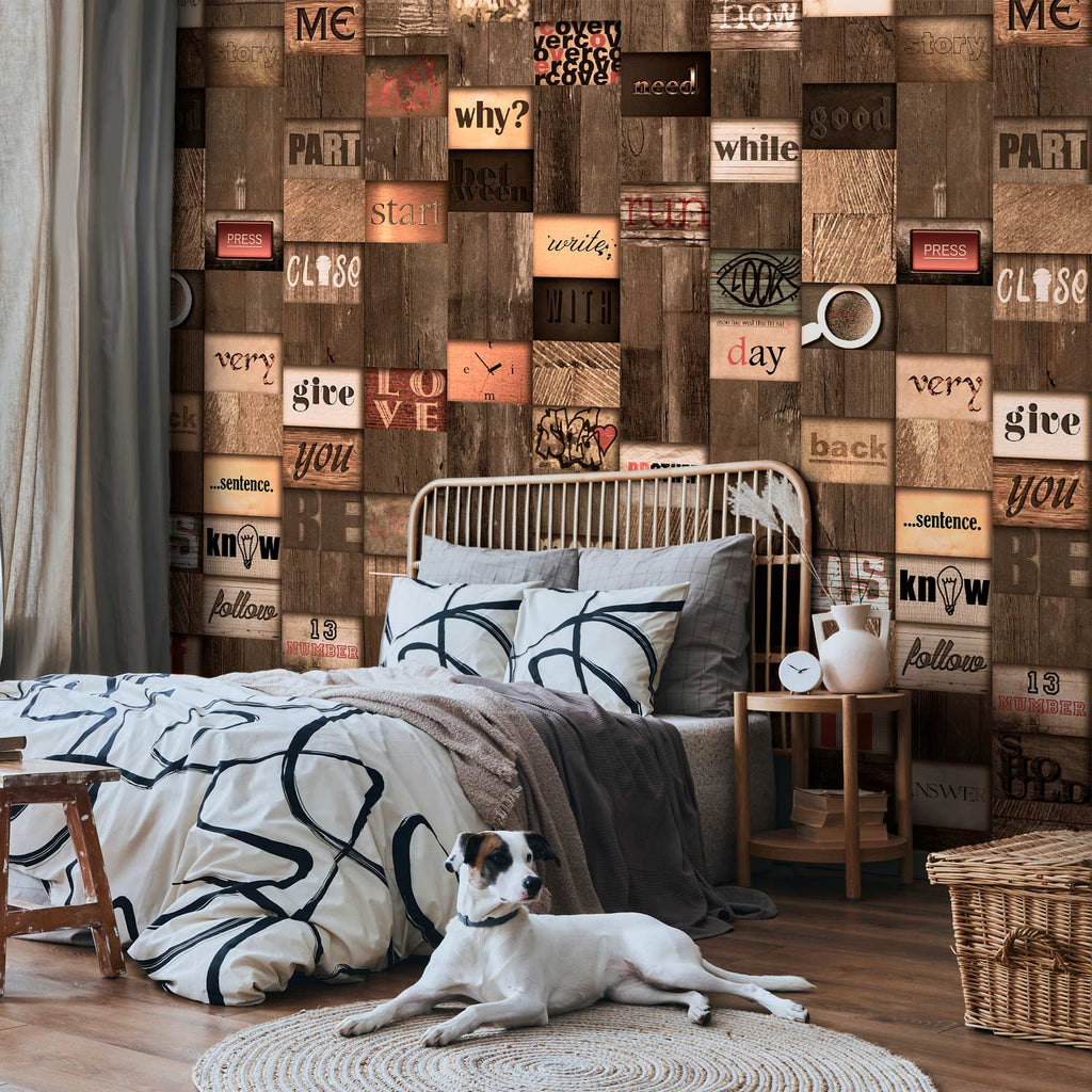 Wooden Script Texture Wallpaper