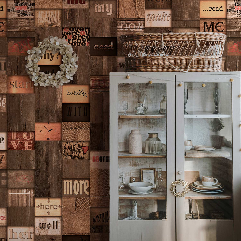 Wooden Script Texture Wallpaper