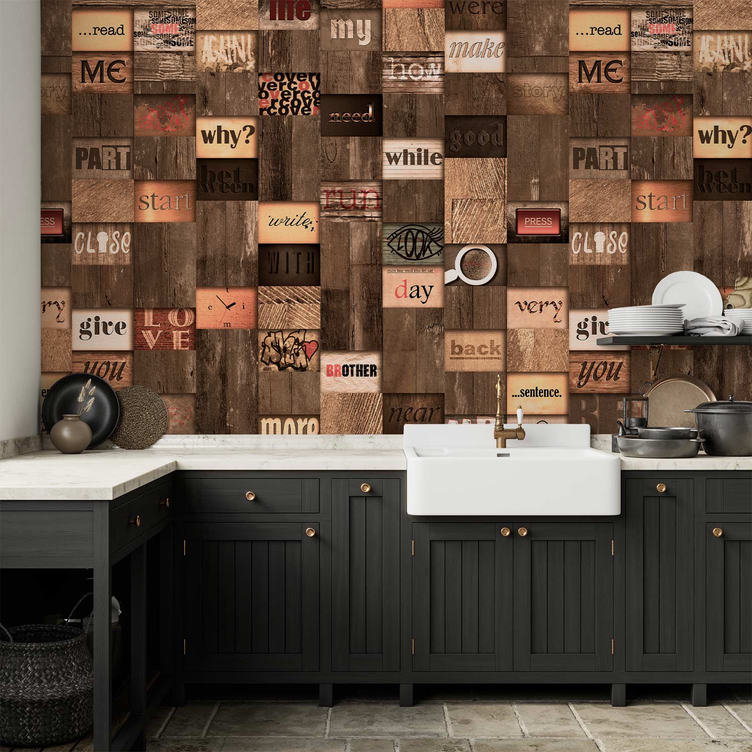 Wooden Script Texture Wallpaper