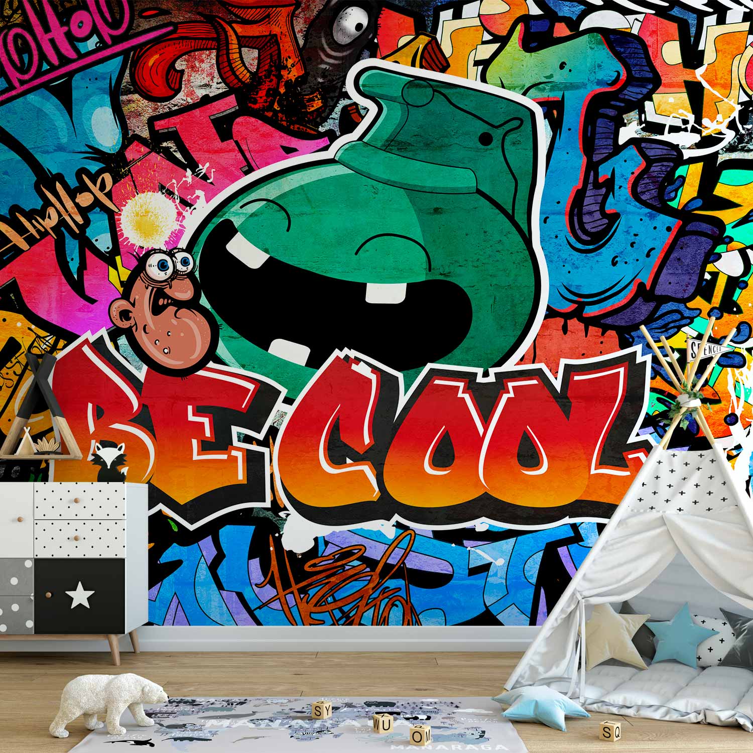 Colorful Graffiti Inscriptions Wall Mural