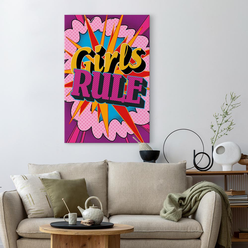 Colorful English Quote Multicolor Canvas Print