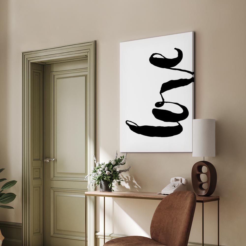 Black Love Typography Vertical Canvas Print