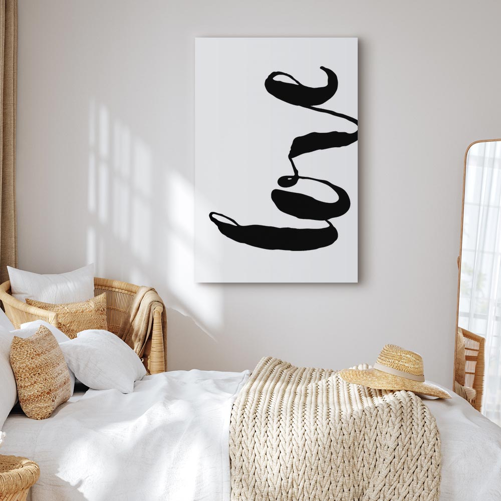 Black Love Typography Vertical Canvas Print