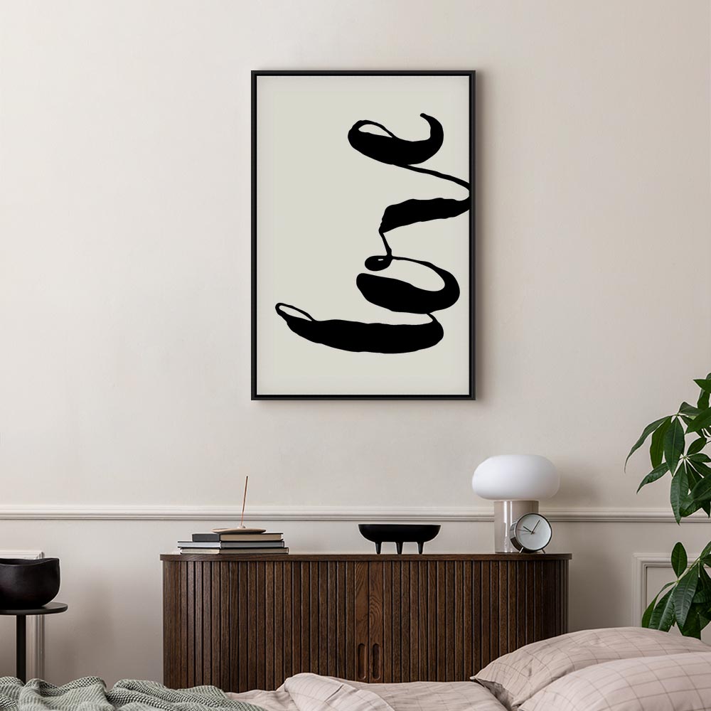 Black Love Typography Vertical Canvas Print