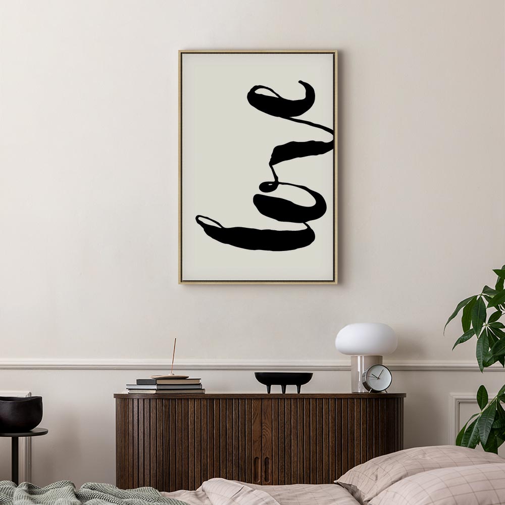 Black Love Typography Vertical Canvas Print