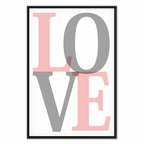 Grey Love Text Vertical Canvas Print